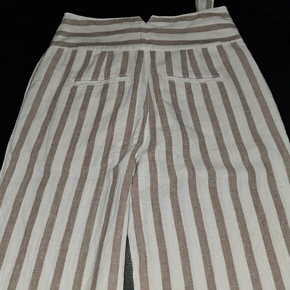 Anthropologie Womens Brown Oasis Stripe Linen Blend Pants 2 - Picture 4 of 6